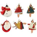 6 stuks kerst engel kerstman sneeuwpop kerstboomversiering van metaal