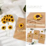 100 stuks kunstzonnebloemen, 3,5 cm, met 90 stickers, decoratieve bloemen, klein met metaaldraad, met steel, feest, bruiloft, doe-het-zelf, plakboek, kaarten, decoratie