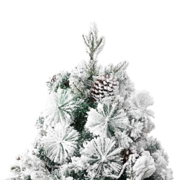 Weihnachtsbaum mit Beleuchtung Schnee und Zapfen 225 cm PVC&PE Christbaum Dekobaum Kunstbaum mit Ständer Tannenbaum Weihnachten Künstlicher Weihnachtsbaum für Weihnachtsdeko