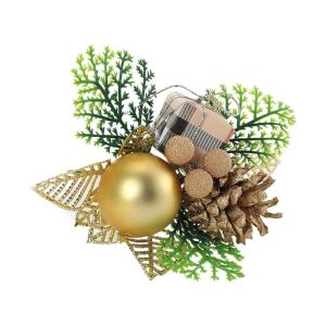 Künstliche Weihnachtsstiele,künstliche Kiefernspieße Zweige Weihnachten Blumenplektren und Sprays Urlaub Winter Blumenplektren für Girlande, Kranz, Weihnachtsdekoration (Gold)