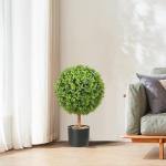 2 x buxusballen, kunstzinnig, Ø 40,6 cm, tuindecoratie, buxus in bloempot, bol, kunstplant van PE, hout, PP incl. 4 stuks decoratieve vlinders en 10 stuks reservebladen