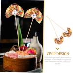 2st Blumenstab Ostern Cupcake Picks Sushi-Arrangement-Sticks Japanisches Dekor DIY-Fan-Pick Dekorative Blumenpflücker DIY Blumenarrangements Picks Blumenornamente Golden Plastik
