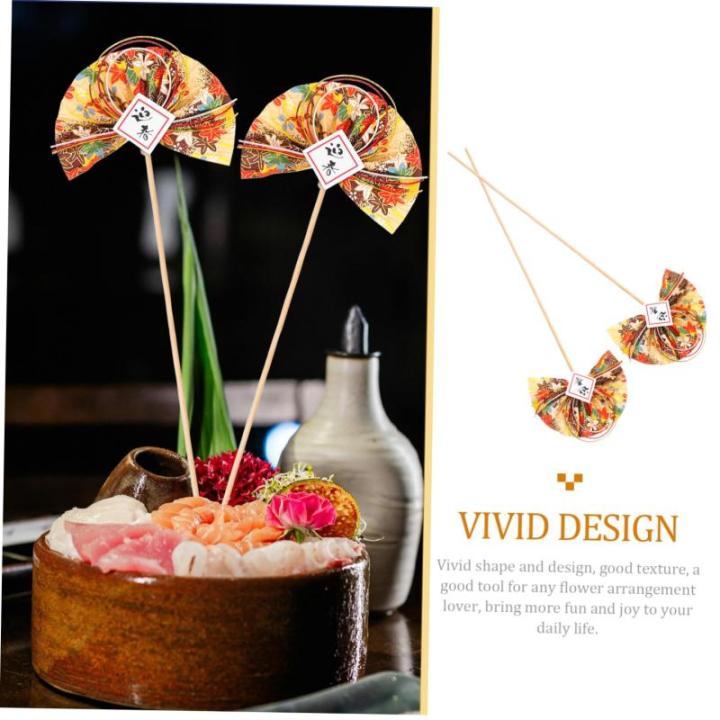 2st Blumenstab Ostern Cupcake Picks Sushi-Arrangement-Sticks Japanisches Dekor DIY-Fan-Pick Dekorative Blumenpflücker DIY Blumenarrangements Picks Blumenornamente Golden Plastik