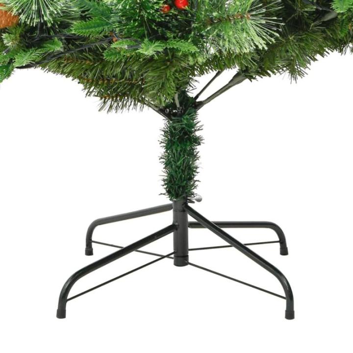 Weihnachtsbaum mit Beleuchtung und Kiefernzapfen Grün 225 cm Christbaum Dekobaum mit Ständer Kunstbaum Tannenbaum Weihnachten Künstlicher Weihnachtsbaum für Weihnachtsdeko