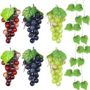 7 Stück Weintrauben Deko Kunststoff Weintrauben Künstliche Trauben Deko Künstliche Gefälschte Trauben Künstliche Früchte und Weinrebe Faux Trauben Deko Gartendekoration Obsts