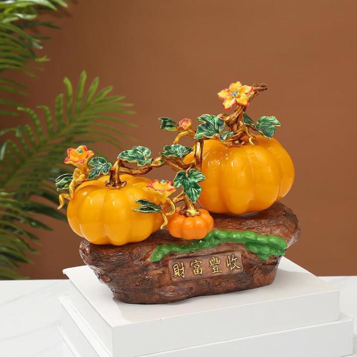 Keramische Jade Pompoen Decoratie, Geglazuurde Jade Pompoen, Handgemaakte Pompoen Ornament, Symbool voor Volheid en Welvaart, Feestelijke Huisdecoratie (Kleur: Oranje, Maat: S)