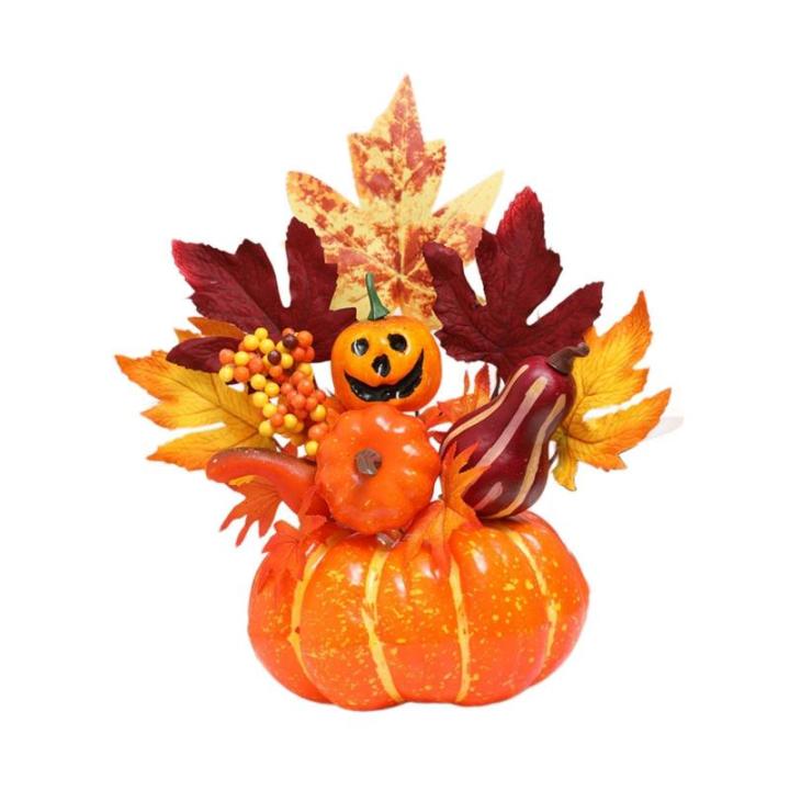 Halloween-Kürbisse, Ahornblätter, Ornament, Herbsternte, Dekor, neuartiges dekoratives Handwerk, Esstisch-Mittelstück für Geschäft und Büro, Style G