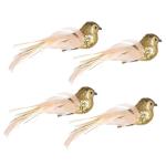 4 Stück Künstlicher Vogel Weihnachtssimulation Vögel Clip Künstliche Vögel Aufsteckvögel Zum Basteln Kardinal Clip Auf Baumschmuck Clip Mit Weihnachtsvögeln Mini Golden Scha