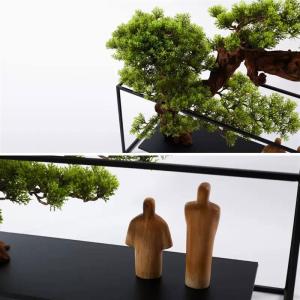 Künstlicher Bonsai-Baum Künstlicher Bonsai-Baum, neuer chinesischer Simulations-Willkommens-Kiefern-Bonsai-Baum, 89,9 cm, großer grüner dekorativer Simulations-Topf-Metallrahme