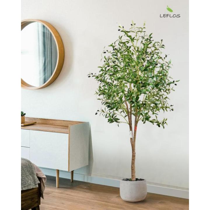 180 cm kunstmatige olijfboom, alleen voor gebruik binnenshuis met levendige stam, verstelbare takken en stevige olijven, decoratie voor kantoor, winkel, woning en feest