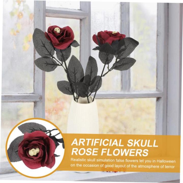 10st Schädel Stieg Halloween-Spielzeug Künstliche Rosen Halloween-blumendekor Halloween Tischdekoration Halloween-blumenstrauß Blumenstrauß Für Halloween Seidenrosenblume Plas