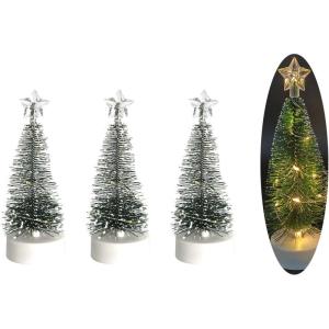 Weihnachtsbaum Klein mit Beleuchtung 3PCS Tisch Mini Weihnachtsbaum Geschmückt mit LED Lichterkette Tabletop Kleiner Weihnachtsbaum Mini Tannenbaum Künstlich Klein Weihnachtsdeko