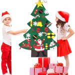 Filz Weihnachtsbaum Set DIY Filz Weihnachtsbaum Set Falt Filz Weihnachtsbaum Dekoration DIY Filz Deko Weihnachtsbaum Für Kinder mit Abnehmbaren Hängenden Ornamenten für Home/Tü