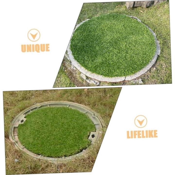 Schachtdeckel Dekoration Rasen Grüne Schreibtischunterlage Grüne Tischmatte Outdoor Dekoration Outdoor Teppiche Runder Teppich Esszimmertisch Dekoration Kaffeezubehör Für