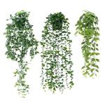 Kunstmatige hangende planten met potten, 3 stuks, 63 cm, 78 cm, 80 cm, , wijnstok, kunstmatige hangende klimopplanten, binnen in potten, nepklimop, potplanten, decoratie voor thuis