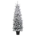 Kunstkerstboom met sneeuw, 120/140 warmwitte leds, 8 transformatiemodi, 249/334 takpunten, van PE en pvc, 150 cm/180 cm, met cementbasis (150 cm)