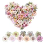 150 stuks gemengde mini-, kleurrijke bloemen, madeliefjes, pastelmengsel, kleine bloemen, zijden koppen, strooier, voor handwerk, bruiloft, woondecoratie