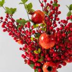 Kunstblumen Künstliche Granatapfelzweige, Vase, Blumenarrangement, Heimdekoration, Einweihungsgeschenke, künstliche Blumenverzierung für jeden Anlass
