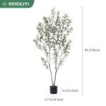 Kunstolijfboom, 150 cm, kunstplant, olijfboom met natuurlijke houten stam en levensechte vruchten voor thuis- en kantoordecoratie, grote voor binnen, 1 verpakking