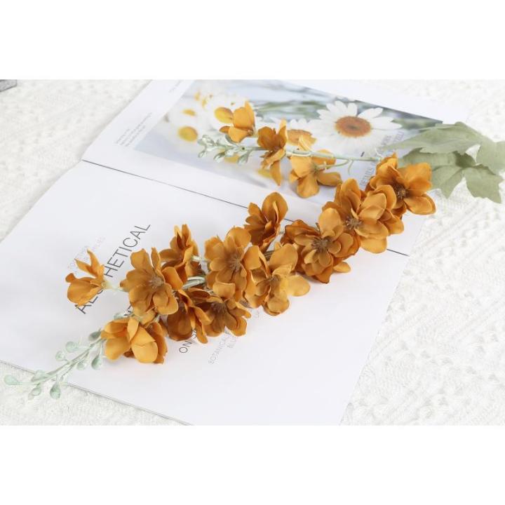 Delphinium 6 stuks ridderspoor zijden bloemen 85 cm lange steel bloemen voor thuis, bruiloft, kantoor, feest, arrangement decoratie (guldenroede)