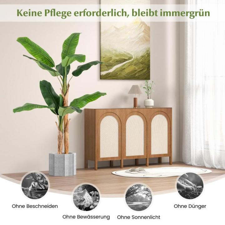 Bananenboom, kunstplant, kunstplant, banaan, 165 cm, grote kunstplant, bananenplant met 10 bladeren, kunstplant, plastic plant, decoratieve plant voor woonkamer, slaapkamer, kantoo