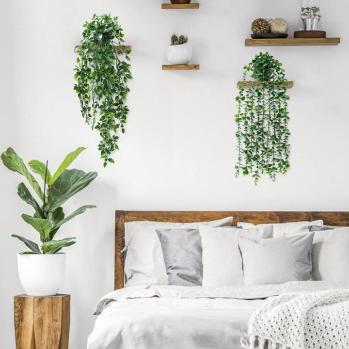 2 stuks kunsthangplanten met potten, 50 cm lange kunstmatige klimopranken, eucalyptusbladeren, mandala, groene potplanten voor thuis, binnen en buiten decoratie