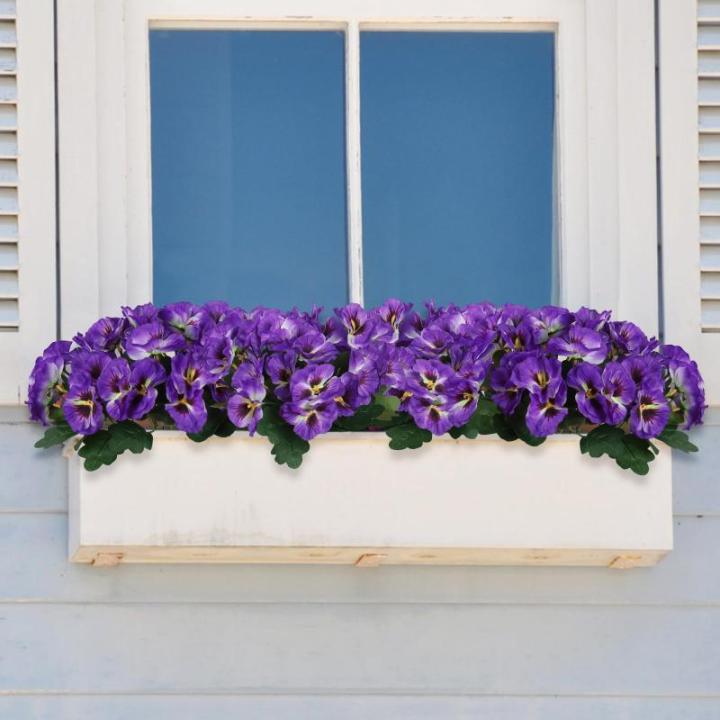 10 bundels kunstbloemen zoals echt balkon, kunstbloemen, buiten, uv-bestendig, weerbestendig, kunstbalkonplanten, balkonbloemen voor huis, vensterbank, bruiloft, decoratie (paars)