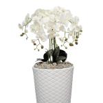 Kunstorchideeën vlinder in decoratie hoge pot kunstplant zeer groot XXL 140 cm als echt (witte knoppen)