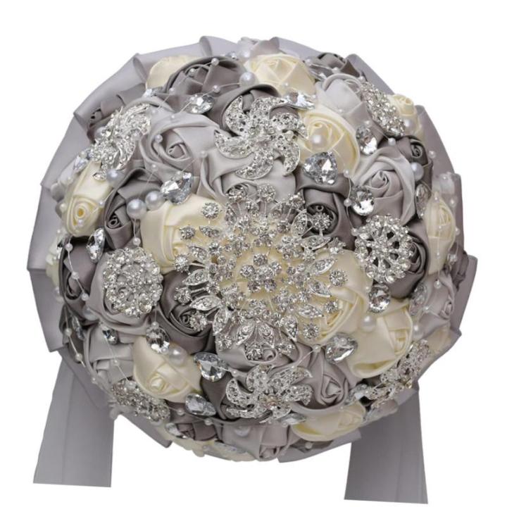 1stk Braut Rose Hochzeitssträuße Für Brautjungfern Braut Hochzeitsstrauß Weißer Blumenstrauß Brautstrauß Aus Strass Braut Rosen Frische Blumen Strauß Braut Silver