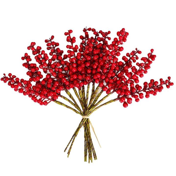 Simulierte Beerenzweige, 12 Stück, Künstliche Beeren, Biegbare Stiele, Zweige, Künstliche Früchte, wasserdichte Beerenzweige für Zuhause, Haus, Küche, Tisch, Korb (B)