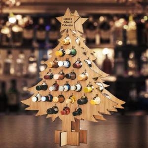 Holz Weihnachtsbaum Alkoholhalter 24 Tage Countdown Adventskalender Erwachsene Advent Weinständer für 24 Mini Flaschen Weihnachten Dekor Countdown Kalender Ständer