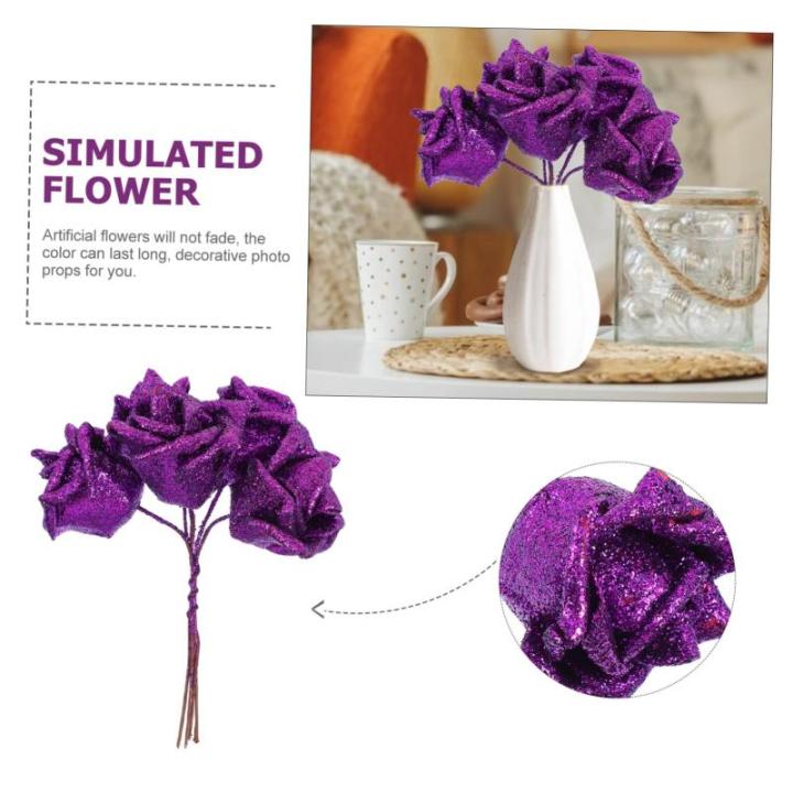 50 Stück Rosenkopf Artificial sztuczne kwiaty Simulationsblume Blumen künstlich künstliche Blumen heimische Blumen schmücken Blumendekoration für zu Hause Sport Violett