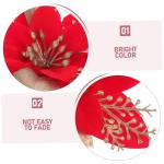 6 Stück Seidentuch Weihnachtsbaumdekoration Rote Ornamente Weihnachtsdekoration PVC Weihnachtsblumenkopf