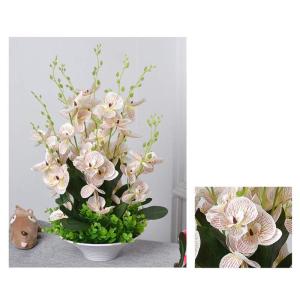 Kunstblumen Künstliche Blumen, künstliche Orchideen-Dekoration – Seidenstoff-Orchideen-Topf-Arrangement mit echtem Touch, Bonsai für Zuhause/Büro für jeden Anlass