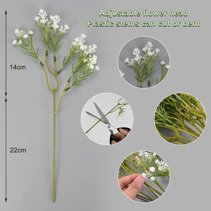 12 stuks Gypsophila babyadem boeket, Gypsophila plastic kunstgypsophila bloemen voor huisdecoratie bruiloft feest kantoordecoratie (wit (2# wit)