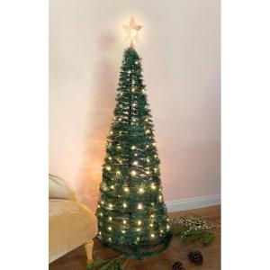 Pop-up spiraalkerstboom, 150 cm, met 120 leds en sterpunt, groen, kunstdennenboom, warm wit verlicht voor buiten en binnen, kerstdecoratie, tuinverlichting met stekker
