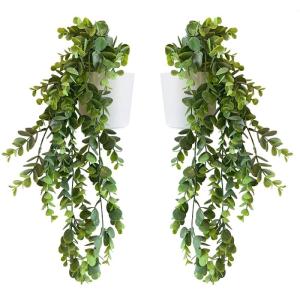 Set van 2 kunstmatige hangende planten in witte potten woonaccessoires nep hangplant kamerplant hangende plant nep plant