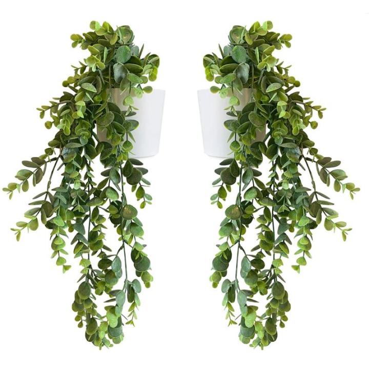 Set van 2 kunstmatige hangende planten in witte potten woonaccessoires nep hangplant kamerplant hangende plant nep plant
