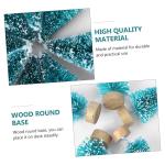 1 Set Mini Kerstboom Decoratie Kerstbomen Versierd Mini Kerstboom Decor Sneeuw Kerstboom Vier Kunstmatige Kerstboomdecoraties Sisal Zijde Blauw 24st
