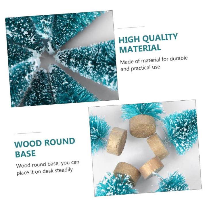 1 Set Mini Kerstboom Decoratie Kerstbomen Versierd Mini Kerstboom Decor Sneeuw Kerstboom Vier Kunstmatige Kerstboomdecoraties Sisal Zijde Blauw 24st