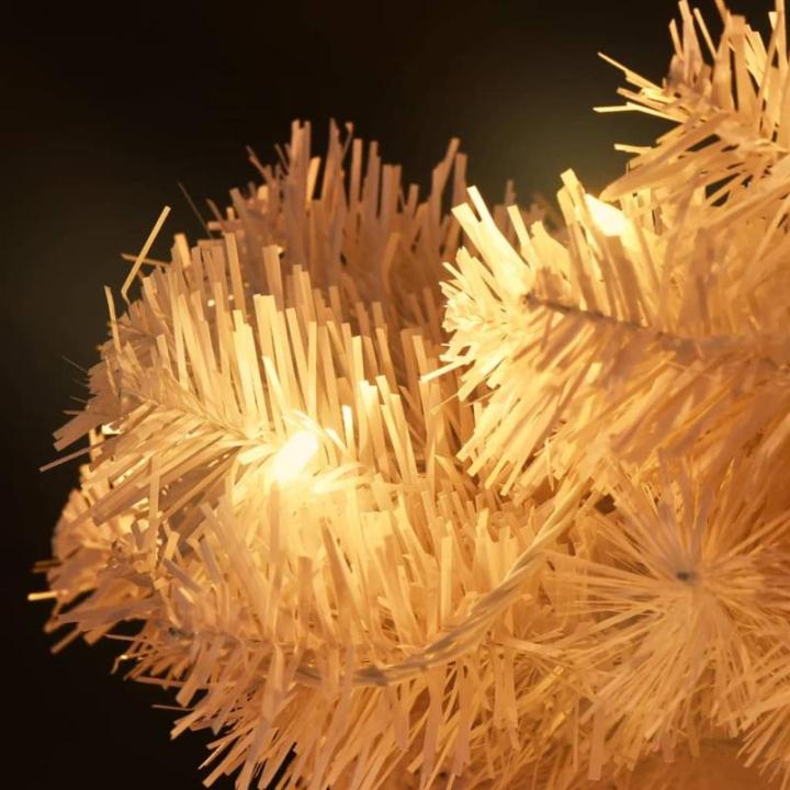 Spiral-Weihnachtsbaum mit Beleuchtung und Ständer Weiß 150 cm Christbaum Dekobaum Kunstbaum mit Ständer Tannenbaum Weihnachten Künstlicher Weihnachtsbaum für Weihnachtsdeko