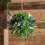 Lavendel vorm gesneden bal om op te hangen incl. 20 LED lichtketting binnen buiten 30cm