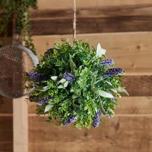 Lavendel vorm gesneden bal om op te hangen incl. 20 LED lichtketting binnen buiten 30cm