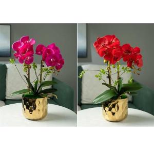 Kunstblumen Künstliches Blumen-Set, goldene Keramikvase mit künstlicher Schmetterlings-Orchidee, Arrangements für den Esstisch für Hochzeitsfeiern für jeden Anlass
