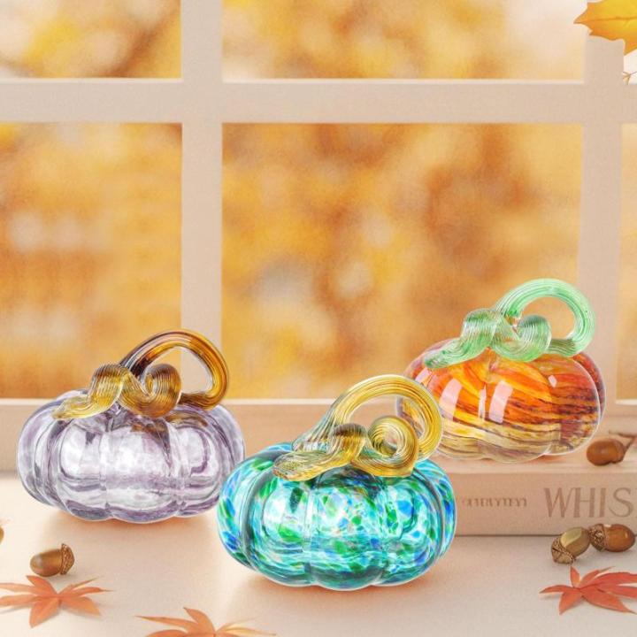 Herbstdeko Tischdeko Glas Kürbis,Herbst Dekoration Kürbisfigur für Herbsternte Dekor,8cm Glas Kürbis Sammelfiguren Tischakzent für Tischdeko,Erntedankfest Thanksgiving Hallowe