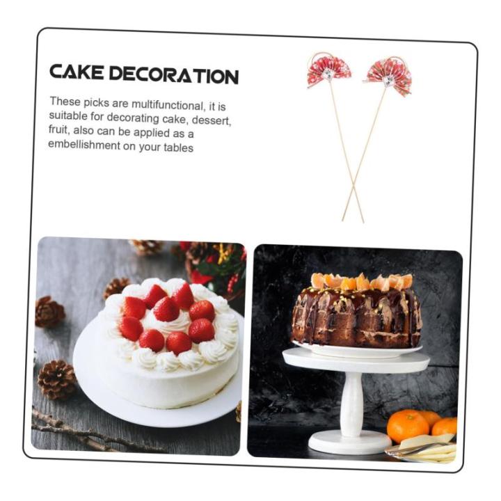2St Blumenstab 2022 Cupcake-Picks fächerförmiges Dekorpick Sushi-Ornamente DIY blumenarrangements Picks würfelunterlage einhelll fächerförmige Spitzhacke DIY-Fan-Pick Plastik