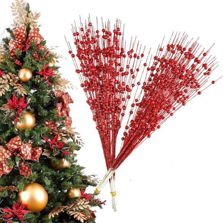 Künstliche Schaumstoffblumen, goldener Glitzer, Weihnachtsbeeren, Blumenstrauß, Zuhause, Weihnachten, Hochzeit, Dekoration, Tischkranz, Basteln, 43 cm