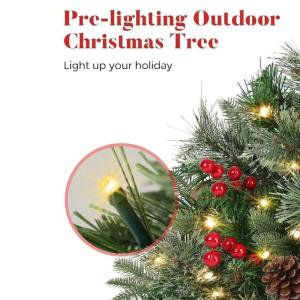 Prelit Planter Bushes Christmas, Prelit Pot Fillers, Pre-Lit Artificial Christmas Tree Feel Real Urn Filler, Holiday Planter, Faux Holiday Planter Filler with Lights, Tree Urn Fill