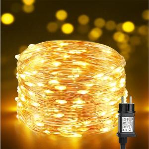 Led-lichtsnoer met draad, 10 m, 100 leds, koperdraad, lichtketting voor , 8 modi, waterdicht, kerstlichtketting met stekker, voor kinderkamer, bruiloft, tuin, feest, verjaardag,