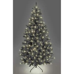 Alaska Kunstkerstboom met zwarte punten, kerstdecoratie voor thuis met metalen standaard, warm Alaskan-zwart, 210 cm